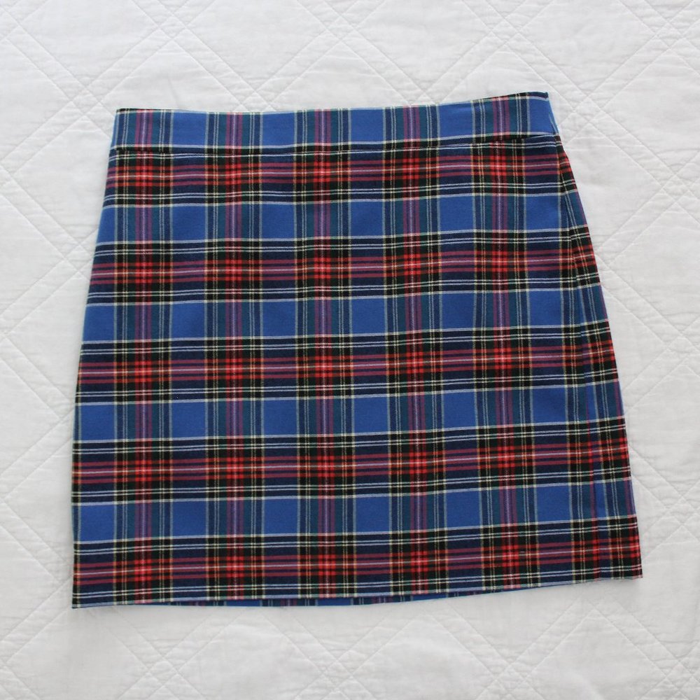 NWT J.Crew Factory Royal Blue and Red Plaid Mini Skirt